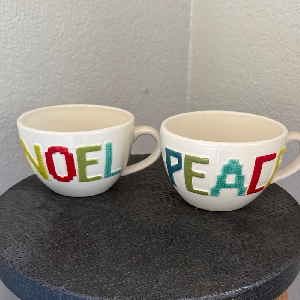 Threshold Noel and Peace Mugs - Red, Green, Blue